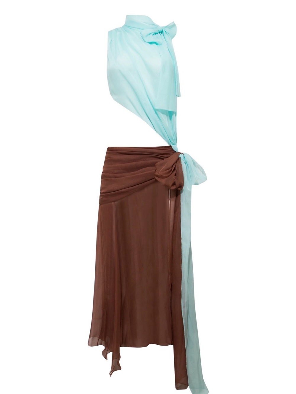 SIEDRÉS DALIA
Two-tone draped chiffon gown with bow detail